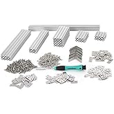 MakerBeam Regular Starter Kit Clear Anodized Including Beams (10x10mm in Diameter), Brackets, Nuts and Bolts