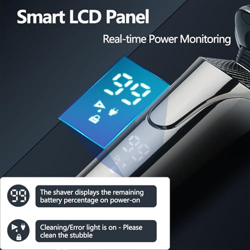 5 in 1 Electric Shaver with Battery Level LCD Display, IPX6 Waterproof (Fully Washable), Usable During Charging, Designed for Men and Ideal for Professional Travel
