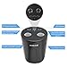 Cup Holder Car Charger 12/24V 3 USB Port 36W 7.2A + 2-Socket Cigarette Lighter Splitter 3.28ft Detachable Power Cord,Dashcam - Black