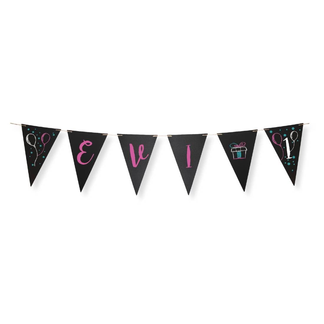 SECURIT Chalkboard Flags-Including Chalkmarker and 4m Rope-Set of 14, Black, 40 x 21 x 0.2 cm
