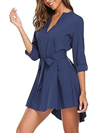 SE MIU - Blusa de manga matriculable para mujer con cuello en V