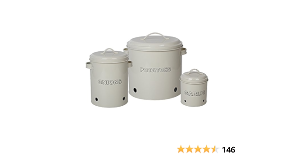 Juego de 3 latas de cocina de SIMPA®, color crema envejecido ...