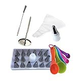 YuliTech Cake Decoration Tip Set, Including 16pcs Stainless Steel Icing Tip Set+10 Pastry Bags+1 coupler+ Measuring Spoon Set To Make The Perfect Mixture