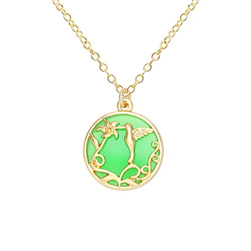 MANZHEN Glowing Fairy Hummingbird Necklace Hummingbird Drinking Flower Nectar Charm Pendant Necklace