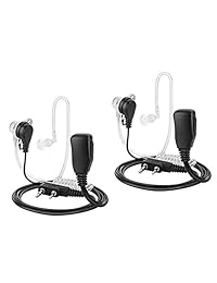 TOMSENN Auricular oculto de Walkie Talkie de tubo acústico oculto de 2 pines - Auricular de radio de dos vías con micrófono PTT - Compatible con las marcas de auriculares de walkie talkie (Kenwood, Puxing, Wouxun, Baofeng) - Paquete de 2