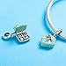 Blue Mermaid Tail & Shell Pearl Charm 925 Sterling Silver Ocean Charm Beads for Bracelet & Necklace (Blue)