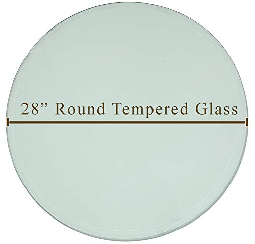 28 Inch Beveled Glass Table Top | 3/8" Thick Tempered Polished Edge | 28" Diameter 1" Bevel Premium Round Circular Plate Glass | Perfect Circle - Thumbnail 2