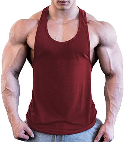 Men's Solid Basic Muscle Gym Workout Tank Top Extreme Y Back Fitness Vest Shirt