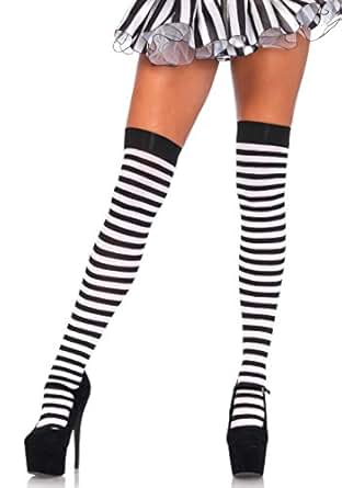 Collant Nylon Polyester Leg Avenue Collant Rayures 2 Tons - Pour Déguisements Ou Tenue Sexy - Lot De 1 Paire Collant Rayures Deux Tons
