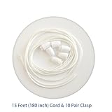 DIY 15 Feet Silk Cord & 10 Pair Clasps Baby-safe Jewelry- FDA Proof, BPA-Free, Lead-Free, Phthalates-Free, Teething Necklace for Mom & Baby (White Cord)