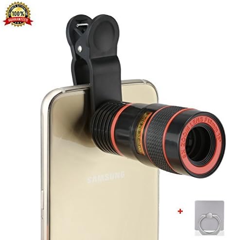Universal Clip Camera Mobile Phone 8X Magnifier Optical Zoom Telescope Camera Lens Case Cover Kit For iOS Andronid Smart Phone Tablet ipad(8x-Black)