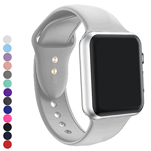 a8Miss Apple Watch Band, Silicone Replacement Iwatch Bands Series 1, Series 2,Series 3 (38mm S/M, Clouds Gray)