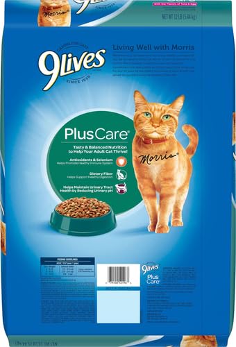 9LIVES PLUS CARE DRY CAT FOOD, 12 LB. BAG