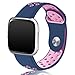 Wepro for Fitbit Versa Bands Sport Silicone Replacement Breathable Strap Bands for New Fitbit Versa Smart Fitness Watch, Small, Blue Pink