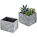 MyGift 6 Inch Terracotta Ceramic Herb Pots, Rectangular Succulent Planter Containers, Set of 2, Gray