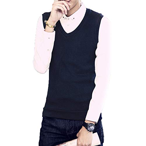 LOG SWIT New Mens Vest Sweater Jumper Knitted V Neck Slim Fit Sleeveless Pullover