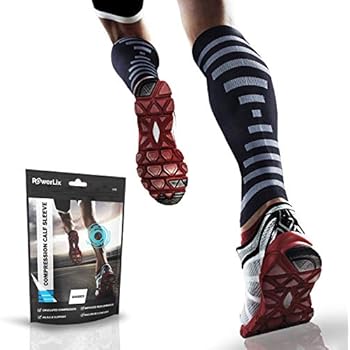 PowerLix Calf Compression Sleeve (Pair) - Supreme Shin Splint Sleeves for Men & Women - Perfect for Your Calves for Running, Ultimate Support for Leg Pain Relief and Recovery - 20-30 mmHg