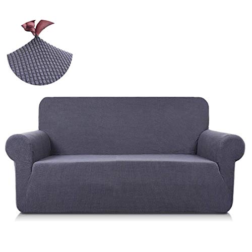 TASTELIFE Sofa Couch Cover Loveseat Slipcover 1-Piece Stretch Jacquard Armchair Shield 2 Seat Furniture Protector Chair for Living Room Gray Love Seat Size
