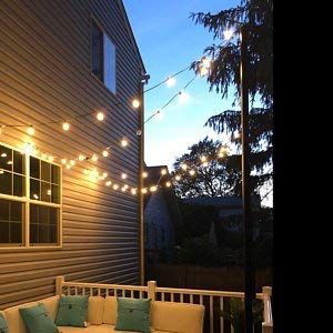 IYN Stands Outdoor String Light Pole Stand, 9.6 Feet Tall, Durable Powder Coated Steel, Weather Resistant - Brown