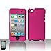 Premium Rubberized Snap-on Hard Crystal Front and Rear Case Cover for Apple iPod Touch 4G, 4th Generation, 4th Gen - Hot Pink compatible with 8GB / 32GB / 64GB