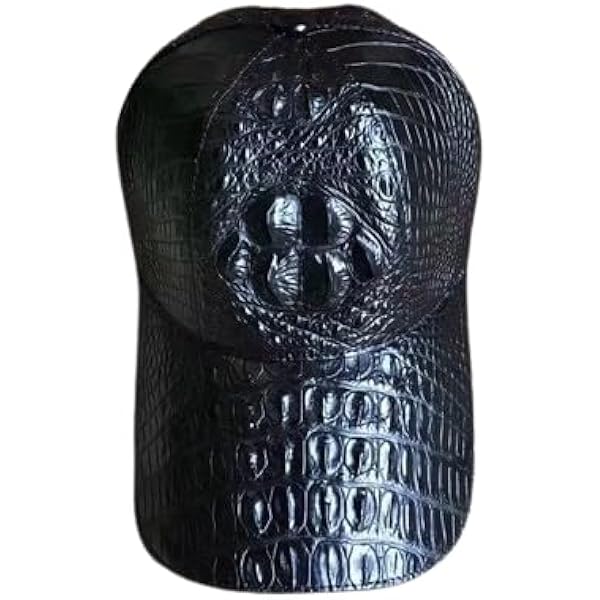 Exotic Cap Genuine Crocodile Leather Black Color Adult Size