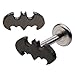 Labret lip tragus 316L Surgical Steel 16g 1/4' Black Batman Internally Threaded