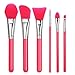 6pcs Silicone Makeup Brush Set Facial Mask Foundation Brushes Eyeshadow Eyebrow Brush Kit (Rose red)
