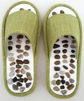 Kkika Indoor Home Slippers Fabric Massage Slipper Health Natural Cobblestone Plantar Acupoint Massage Shoes for Women Color Green (Size 6-8)