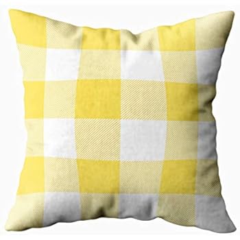 Musesh Rustic Yellow and White Buffalo Check Plaid Cushions Case Throw Pillow Cover for Sofa Home Decorative Pillowslip Gift Ideas Household Pillowcase Zippered Pillow Covers 18X18Inch