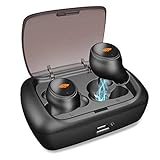 True Wireless Stereo WQ Bluetooth 5.0 Version Touch Button Control Headset Running Secure Fit Sweat-Proof Water Resistant Custom Sound Music Calls (Black)