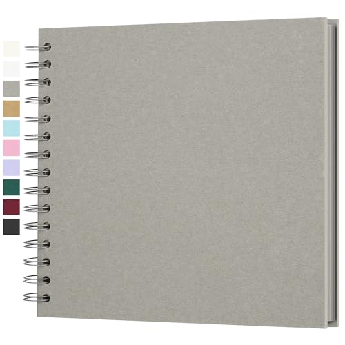 Yopih DIY Scrapbook Album 20.5x20.5 cm Hardcover Kraft Paper Scrap Book with 20 Sheets Memory Book for Family and Wedding Photography, Light Grey