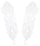 Simplicity Women's Classic Bridal Lace Embroidered Fingerless Gloves