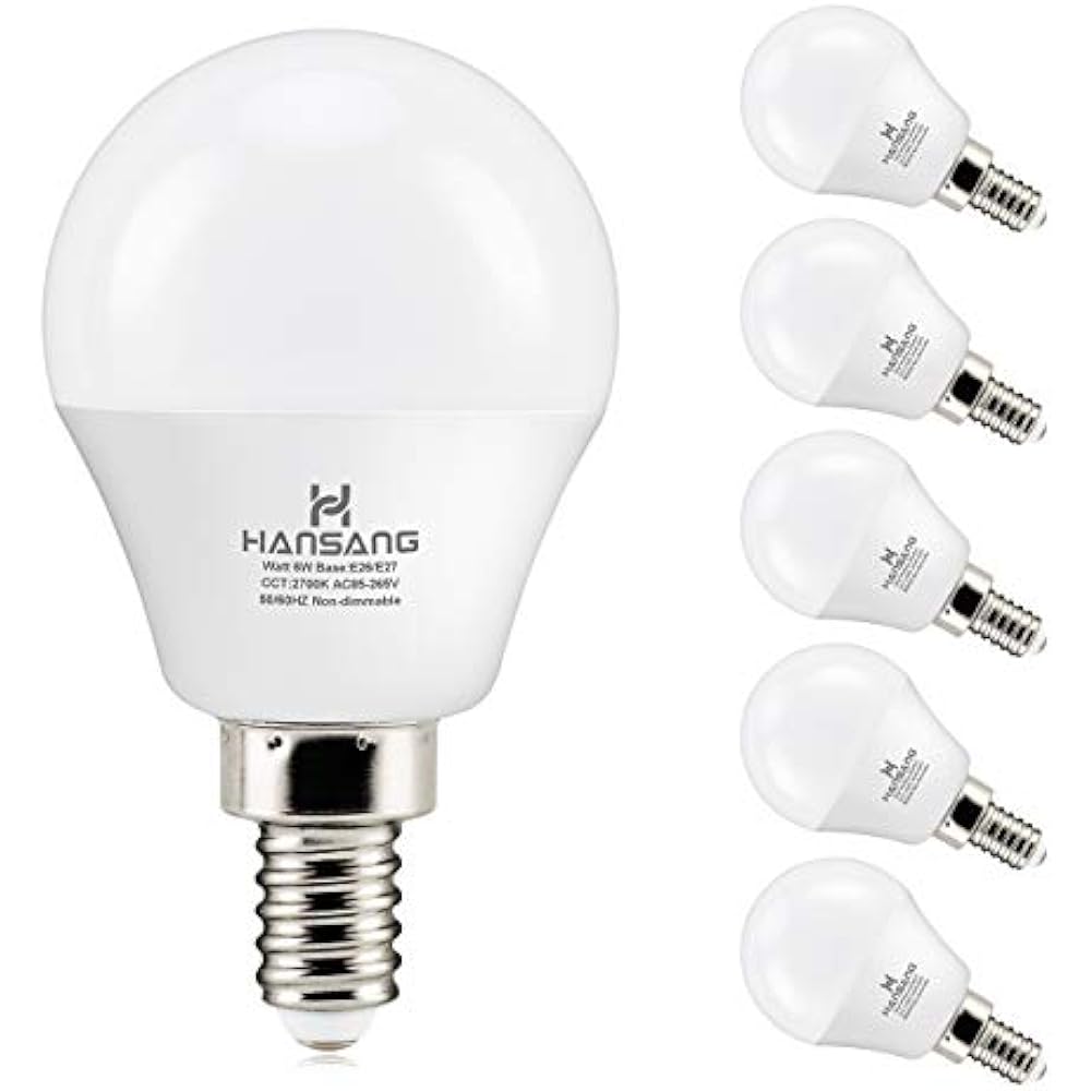 6 Watt (60w Equivalent) LED Bulbs, E12 Small Base Candelabra Round