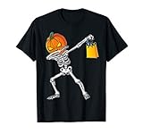 Funny Halloween Shirt For Boys Kids Dabbing Skeleton Pumpkin T-Shirt