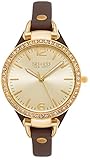 SO&CO New York Women's 5061.2 SoHo Quartz Gold Tone Case Brown Slim Leather Strap Watch