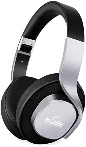 Bluetooth Headphones, iDeaUSA Wireless Headset Stereo Mega Bass Over Ear Foldable and Lightweight 25 Hours Music Playback Built in Mic for TV, Air Travel - Black/Silver
