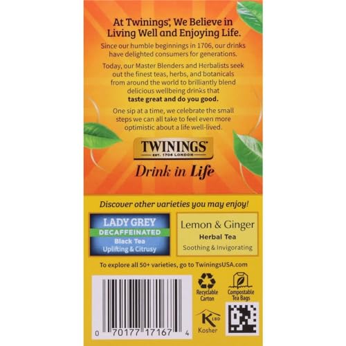 TWININGS EARL GREY DECAF TEA, 20 COUNT