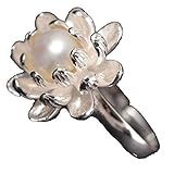 Lapis Lazuli Lotus Resizable Ring, Siver with White