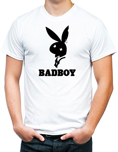 Zornick Tees Men's Badboy Playboy Funny T-Shirt Medium White