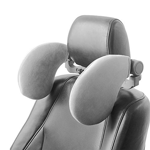 Spurtar Car Headrest Pillow, Soft Velvet Adjustable Head Neck Support, for Travel and Long