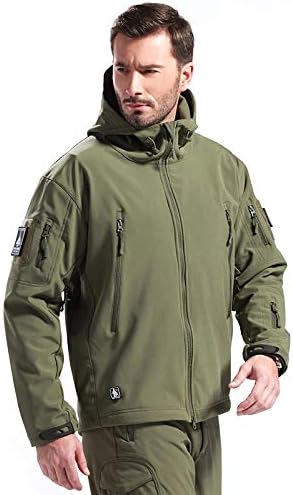 Amazon Aikosha Xxxl グリーン ミリタリーフード付 タクティカルジャケット ソフトシェル シャークスキン コート ジャケット 通販