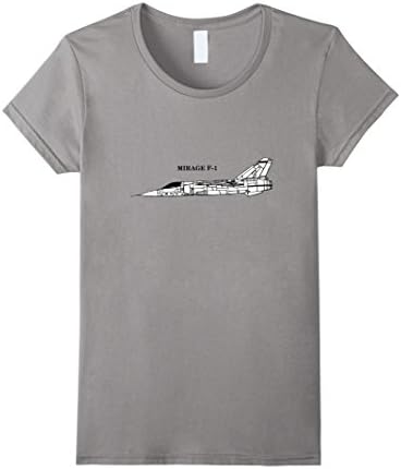 Womens Mirage F1 Fighter Jet War shirt - Aircraft t tee XL Slate