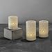 LampLust Ivory Flameless Pillar Candles with Remote, Real Wax with Cut Out Design, Set of 3, Neutral White LED - Batteries Included