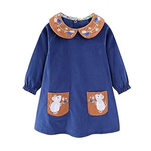 Mud Kingdom Little Girls Corduroy jurk met lange mouwen en bloemen Peter Pan kraag