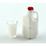 Melody Jane Dollhouse Bottle Carton and Glass of Milk Miniature 1:12 Kitchen Accessory