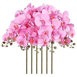 ICBOX 6 PCS Orchids Artificial Flowers Pink Fake
