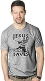 Jesus Saves Hockey Goal T Shirt Funny Religious Sport Tee