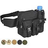 Tactical Fanny Pack, Hoanan Military Waist Pack Pouch With Water Bottle Pocket Holder Hip Belt Bag Outdoor Molle Pack for Hiking Camping Hunting Fishing Traveling