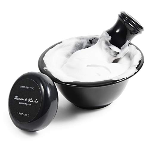 Shaving Brush Kit For Man Classic Black Shaving Soap Bowl/Mug and Brush + Shaving Razor Hodler Stand and Natural Shave Soap Perfect for Men Gift