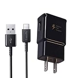 Adaptive Fast Wall Charger Adapter with USB Type C to A Cable Cord Compatible Samsung Galaxy S10 S10e / S9 / S9+ / S8 / S8 Plus/Active/Note 8 / Note 9 and More
